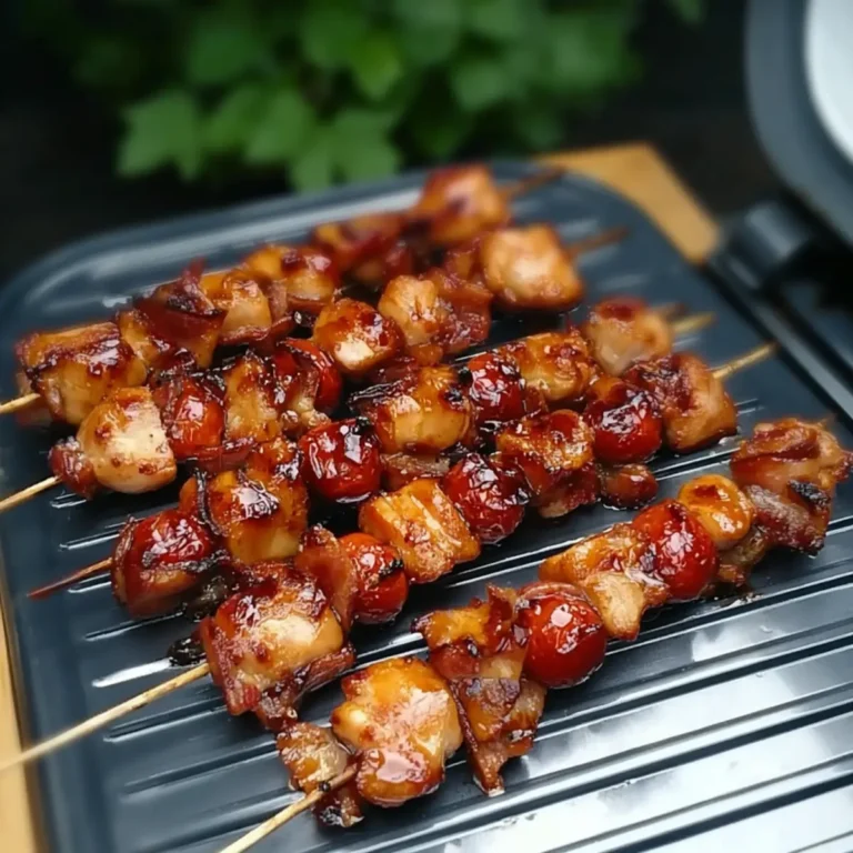 Gegrillte Honig BBQ Bacon Hühnchen Spieße