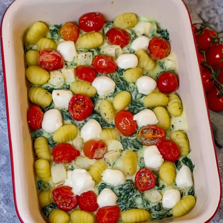 Gnocchi Auflauf mit Spinat, Tomate und Mozzarella