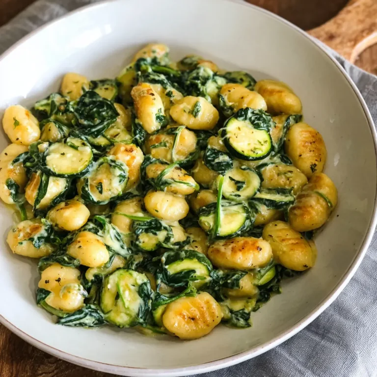 Gnocchi Pfanne mit Spinat und Zucchini