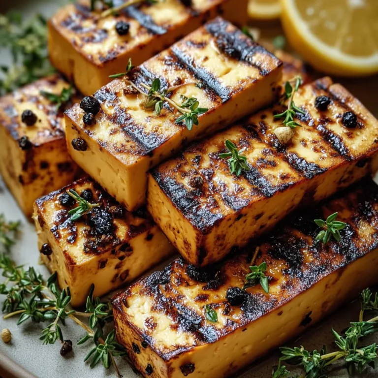 Griechischer gegrillter Tofu mit Zitrone und Thymian