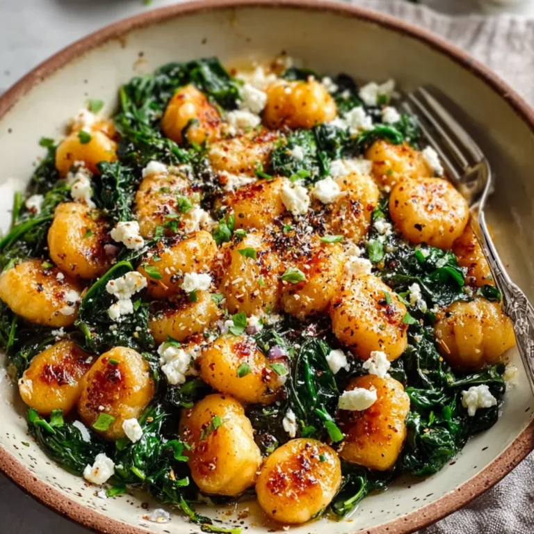 Knusprige Gnocchi mit Spinat und Feta