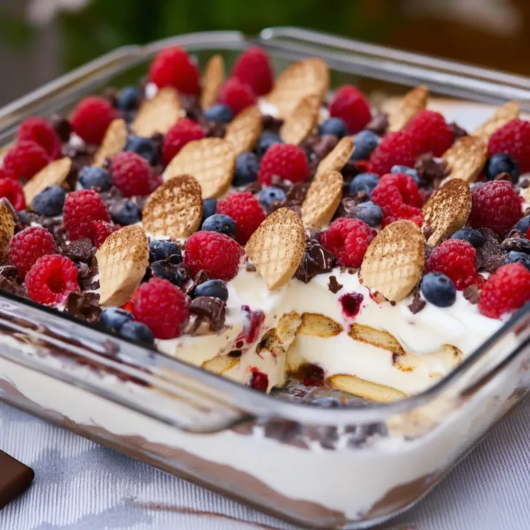 Schokokuss Nachtisch mit Quark und Beeren