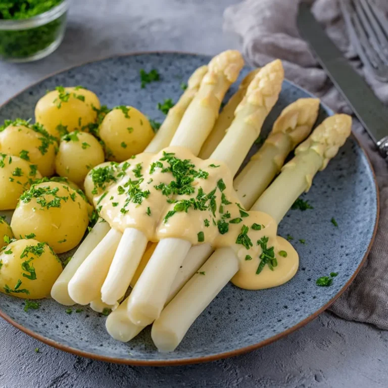 Spargel mit Sauce Hollandaise und Petersilienkartoffeln