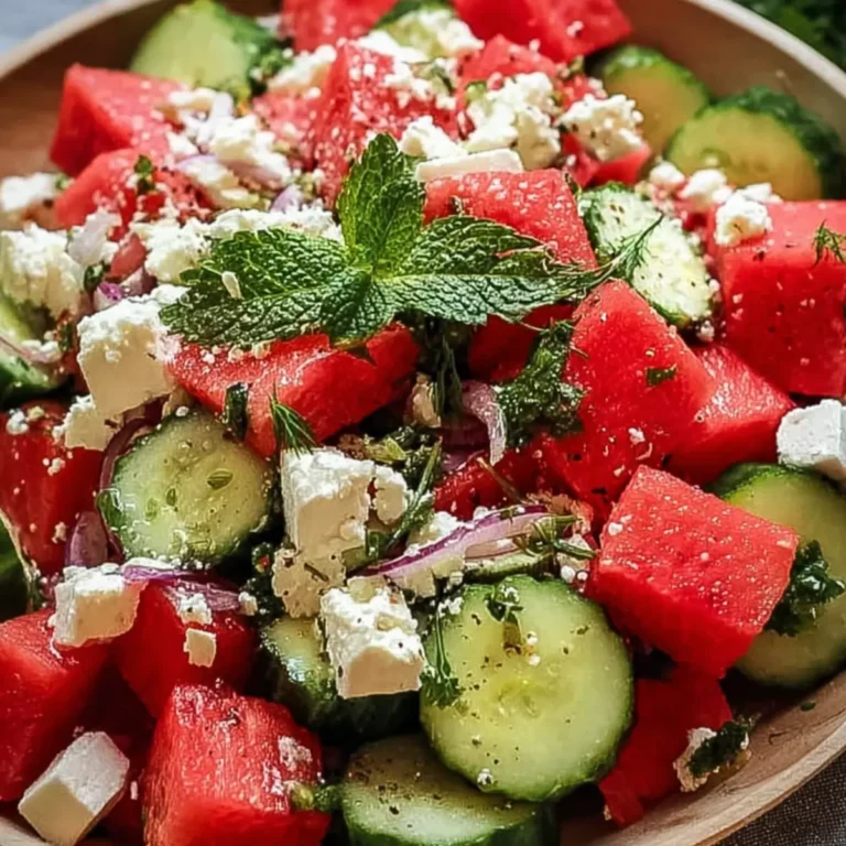 Wassermelone + Gurke + Feta Salat