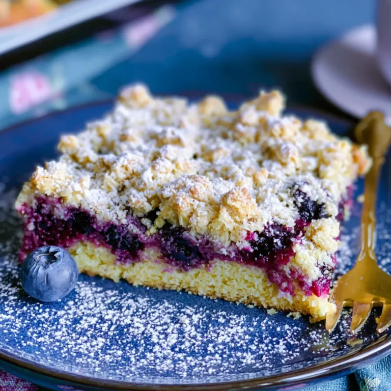 Blaubeerkuchen mit Haferflocken Streusel