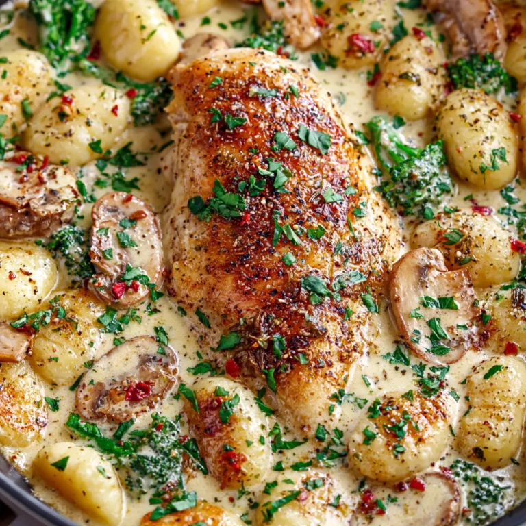 Cremige Hähnchen Gnocchi aus einer Pfanne