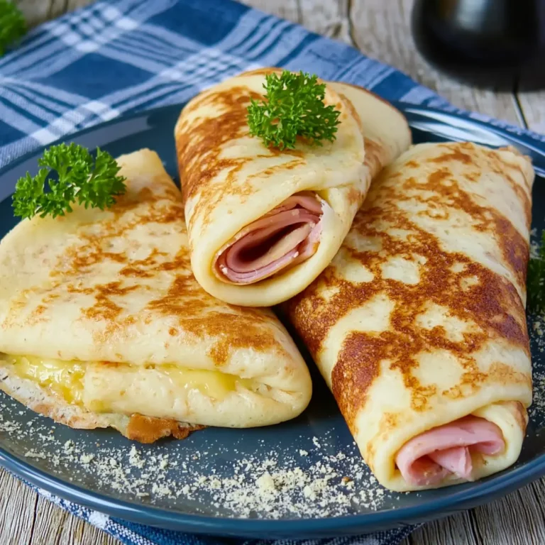 Deftige Pfannkuchen mit Käse Schinken Füllung