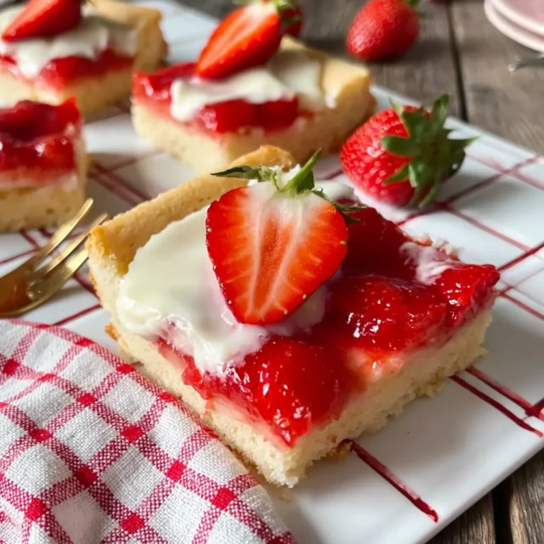 Erdbeerkuchen mit Pudding vom Blech