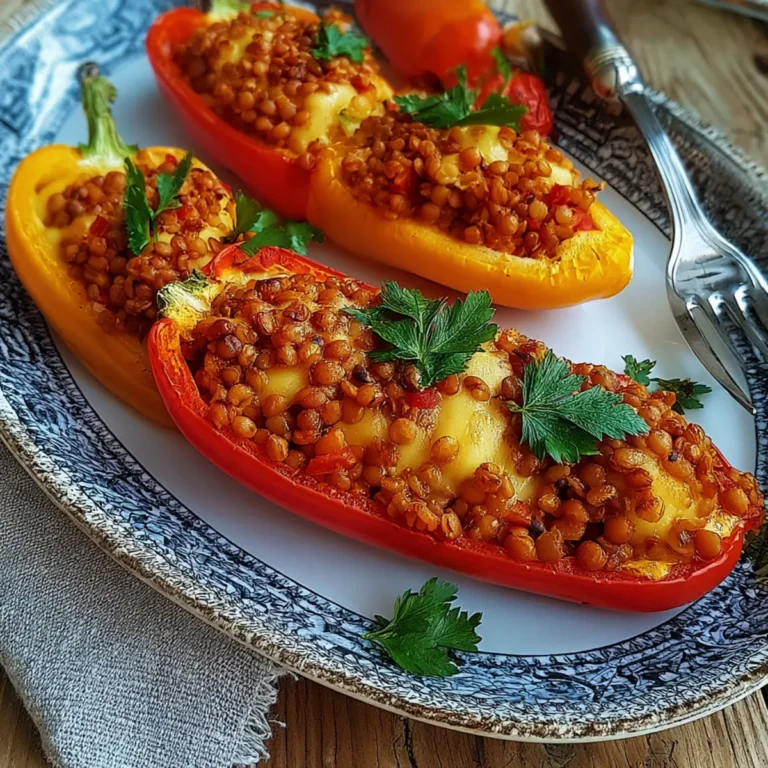 Gefüllte Spitzpaprika mit roten Linsen