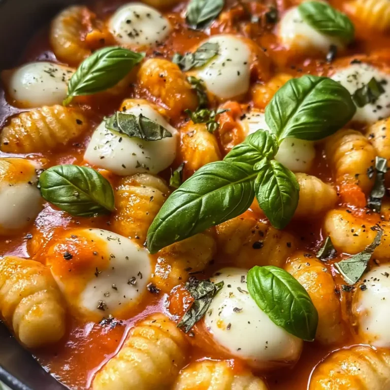 Gnocchi Pfanne mit Tomate, Mozzarella und Basilikum