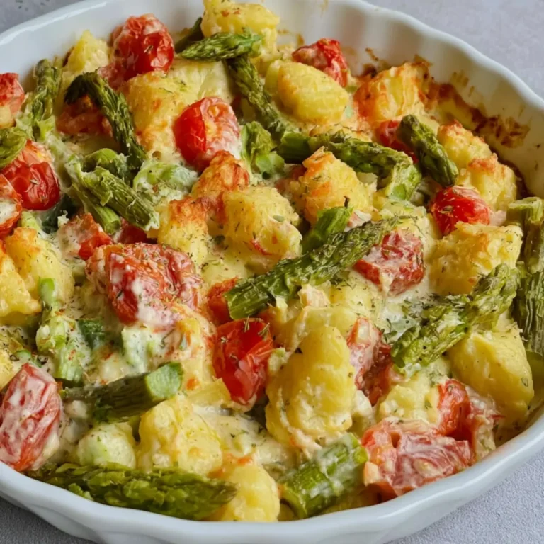 Gnocchiauflauf mit grünem Spargel