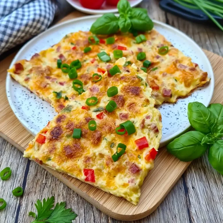 Herzhafter Ofenpfannkuchen mit Schinken und Käse