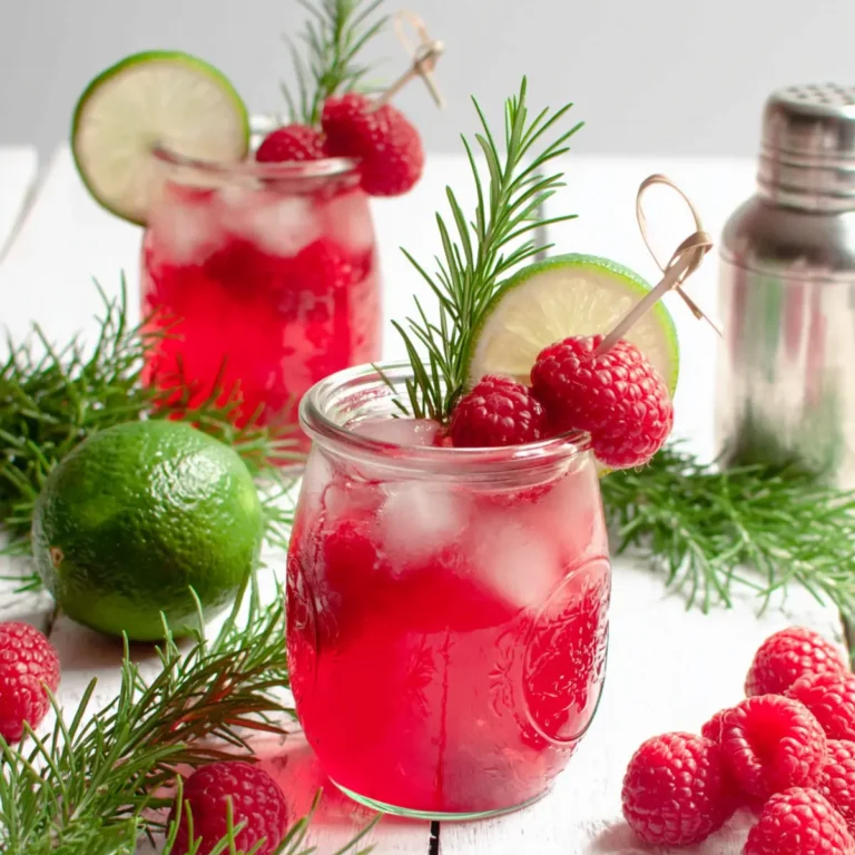 Himbeer Limonade mit Rosmarin und Limette