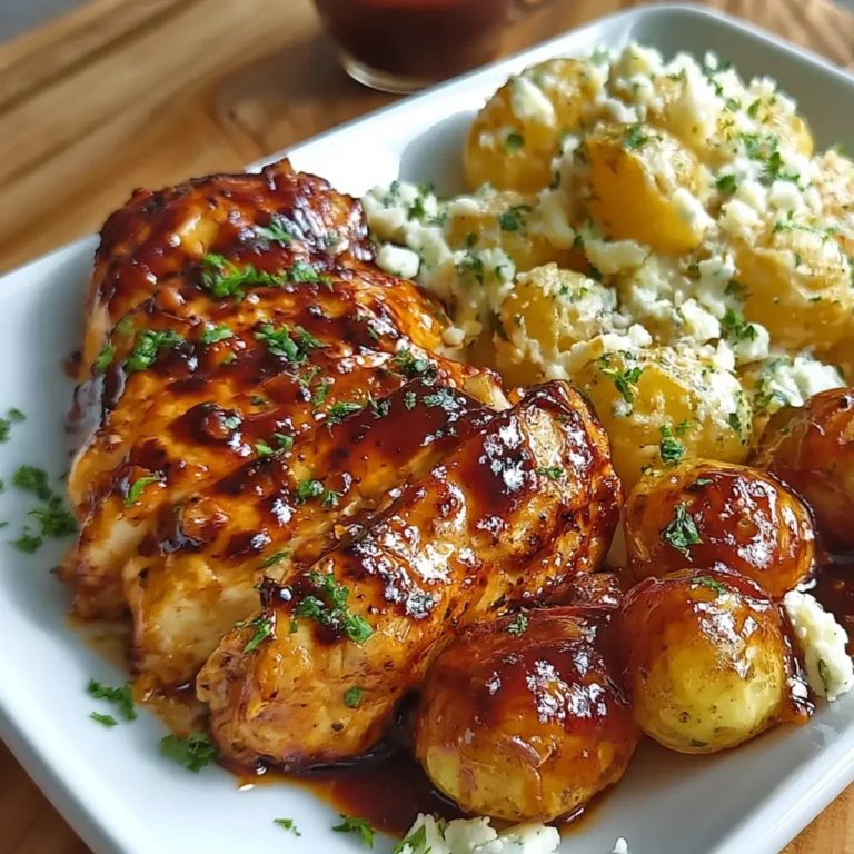 Honig BBQ Hähnchen mit Knoblauch Parmesan Kartoffeln