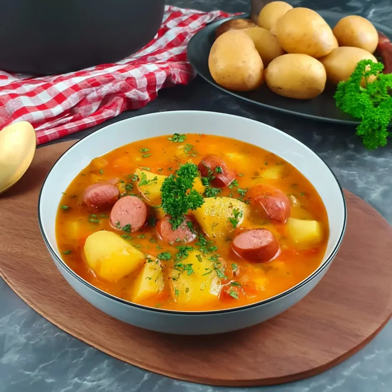 Kartoffelgulasch mit Würstchen