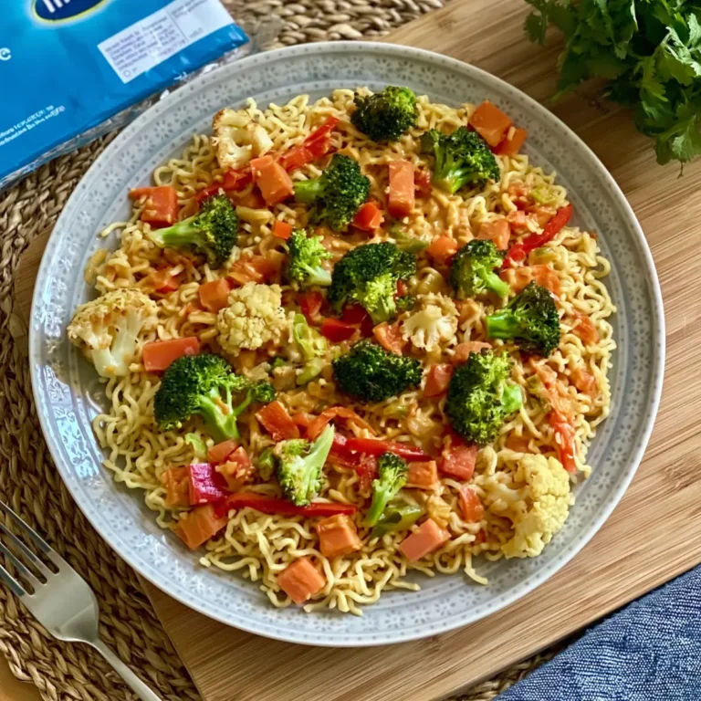 Mie Nudeln mit Erdnusssauce und Gemüse