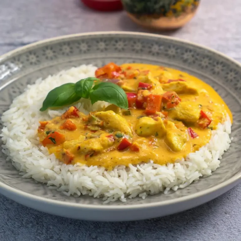 Paprika Hähnchen Geschnetzeltes mit Kokos