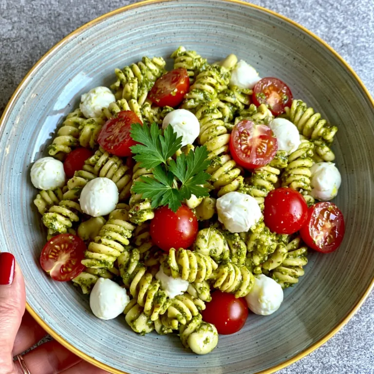 Pesto Nudelsalat mit Tomaten und Mozzarella