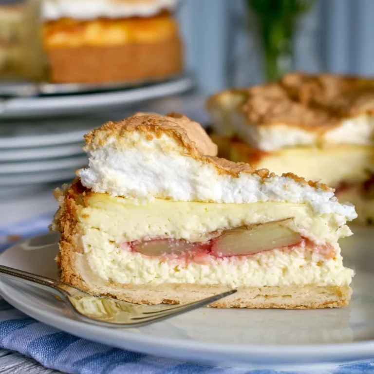 Rhabarber Käsekuchen mit Baiser