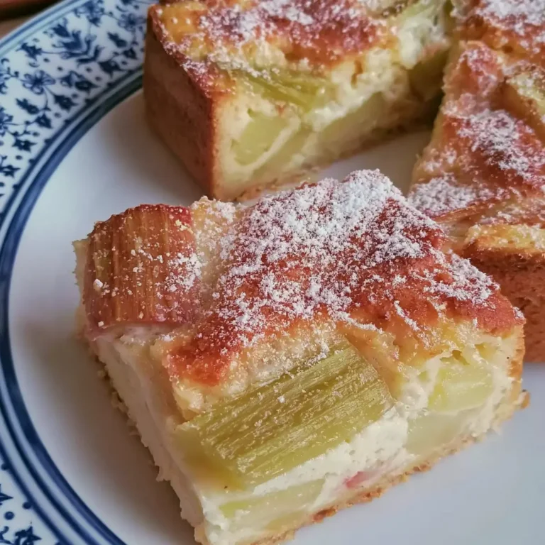 Rhabarberkuchen mit Crème fraiche Guss