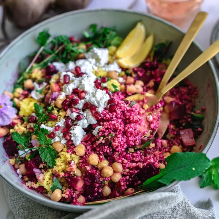 Rote Bete Salat mit Couscous und Kichererbsen