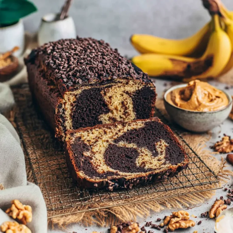 Veganes Marmor Bananenbrot mit Erdnussbutter