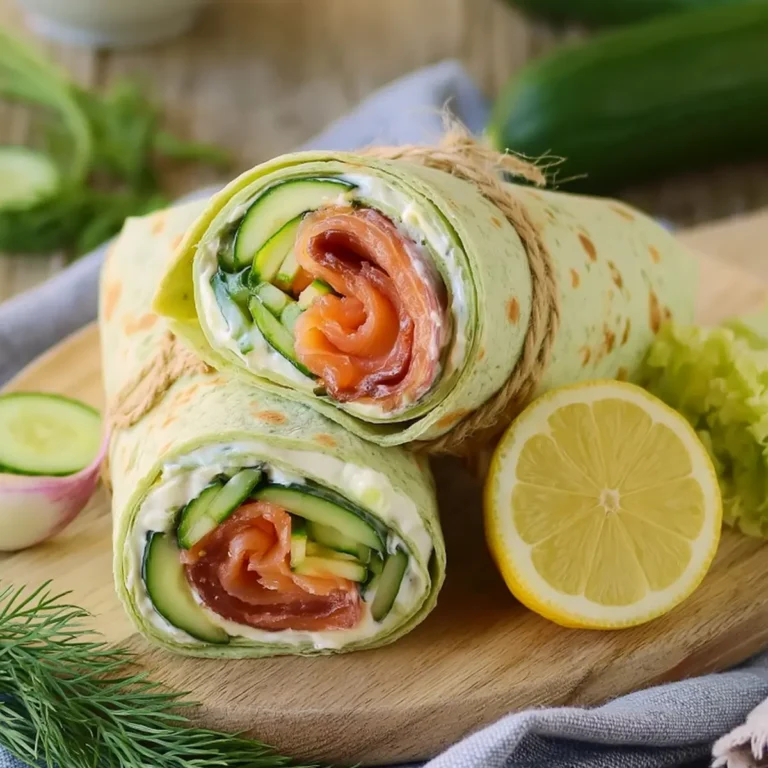 Wraps mit Frischkäse, Gurken und Räucherlachs