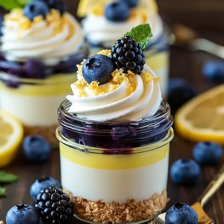 Zitronen Blaubeer Cheesecake im Glas