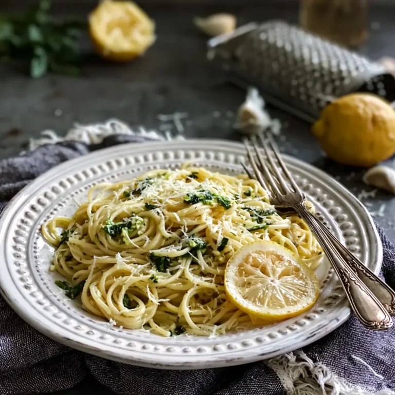 Zitronen Pasta mit Knoblauch und Parmesan