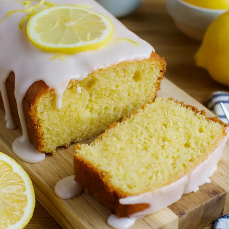 Zitronenkuchen mit Zitronenglasur in Kastenform