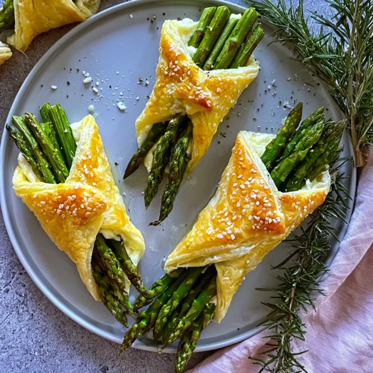 Grüner Spargel im Blätterteig mit Ricotta