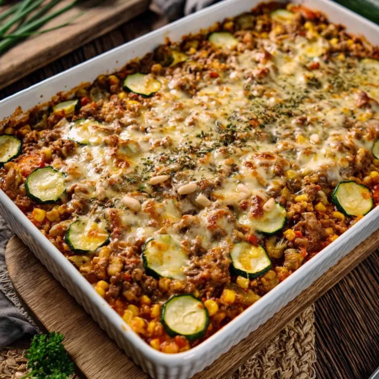 Hackfleisch Zucchini Auflauf mit Mais