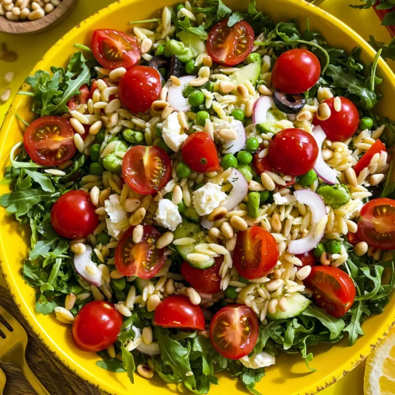 Kritharaki Salat mit Rucola und Pinienkernen