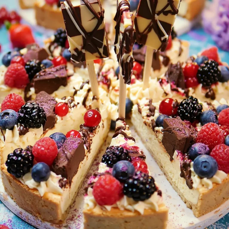 Käsekuchen am Stiel mit Schokolade und Beeren