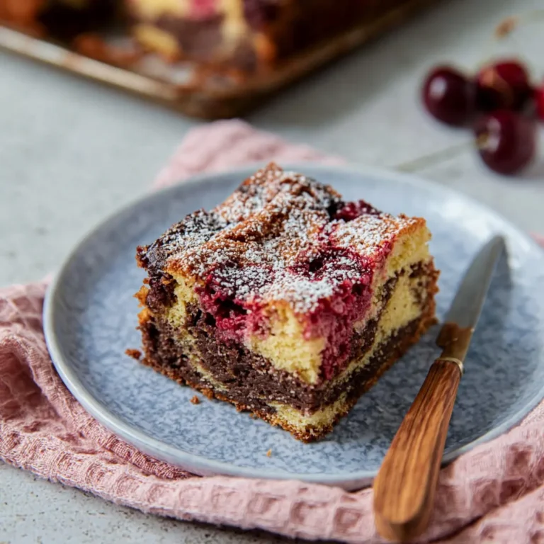 Marmorkuchen mit Kirschen vom Blech