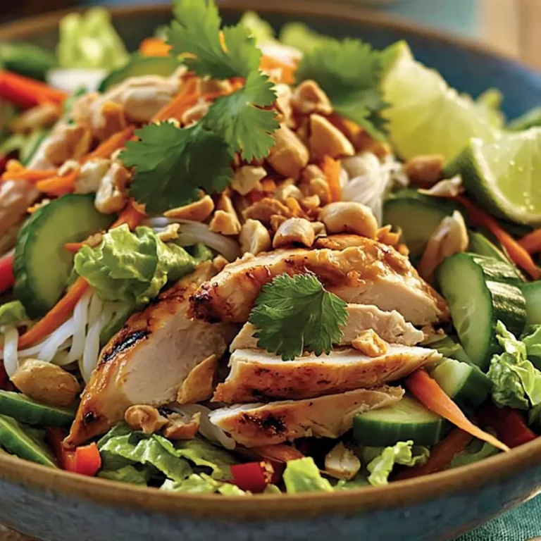 Thailändischer Salat mit Hähnchen und Reisnudeln
