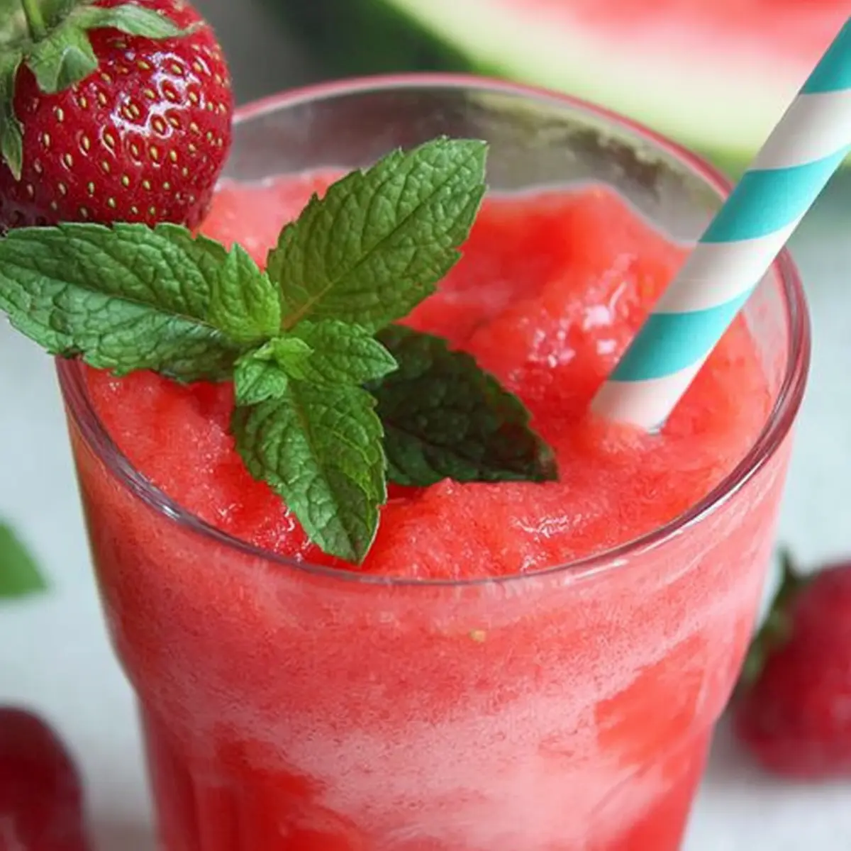 Wassermelonen Slush mit Erdbeeren