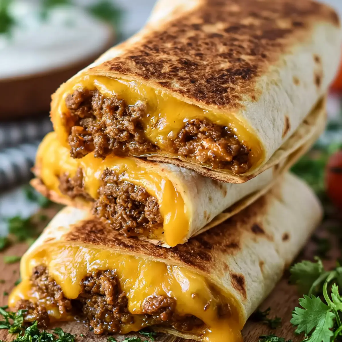 Wraps mit Hackfleisch und Käse im Airfryer