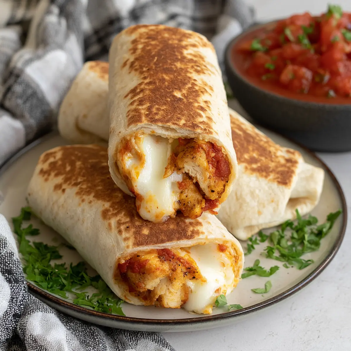 Air Fryer Hähnchen Mozzarella Wraps