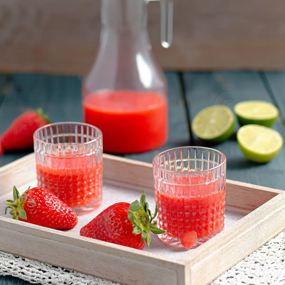 Erdbeerlimes mit Wodka und Limetten