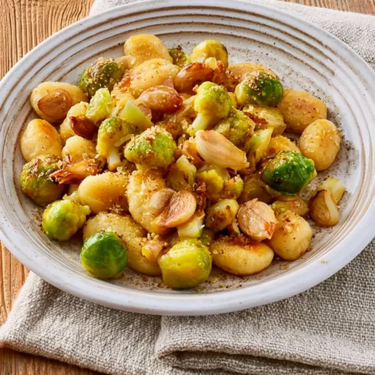 Gebratener Rosenkohl mit Knoblauch und Gnocchi