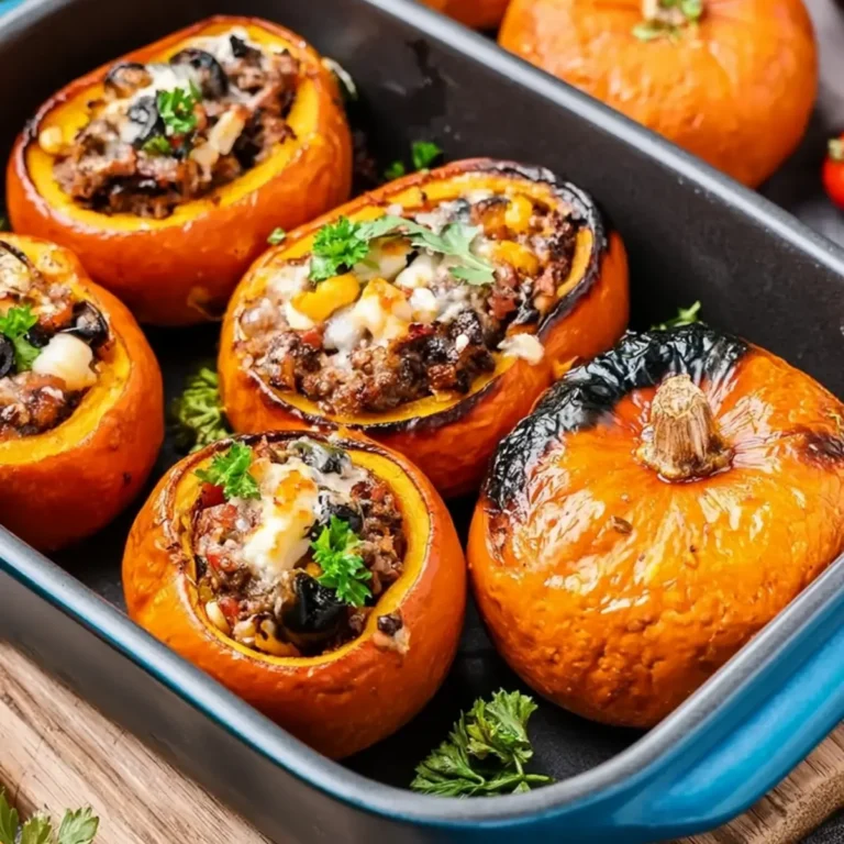 Gefüllter Hokkaido mit Hackfleisch und Feta