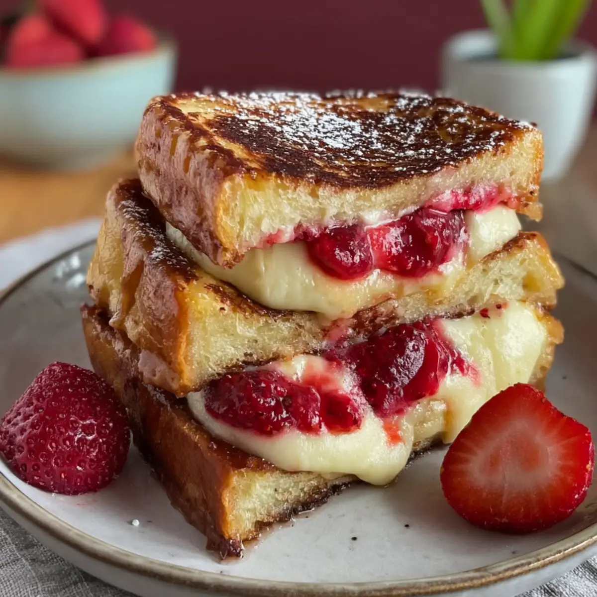 Gefüllter fluffiger French Toast mit Erdbeeren