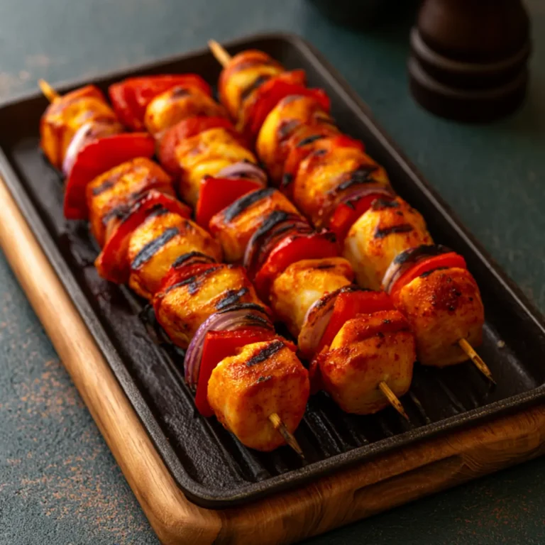 Grillspieße mit Hähnchen, Paprika & Zwiebeln