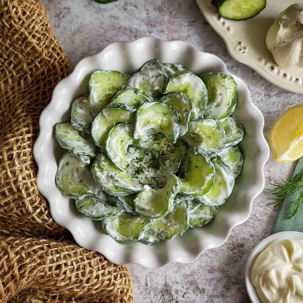 Gurkensalat mit Schmand und Dill