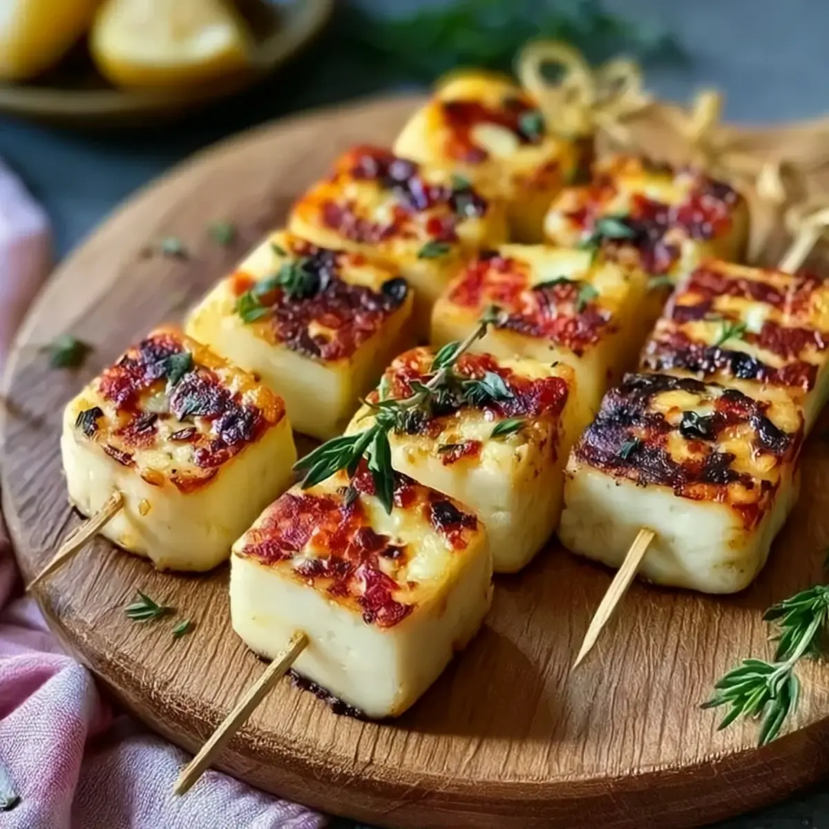 Halloumi Spieße mit Zitrone & Thymian