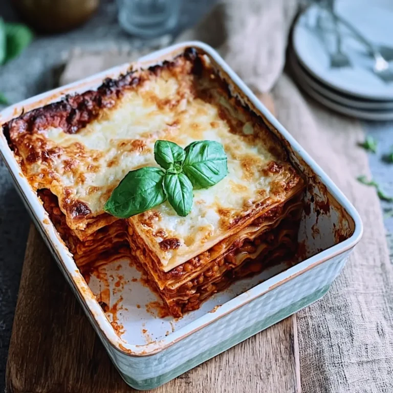 Lasagne mit Linsen-Bolognese und Bechamelsauce