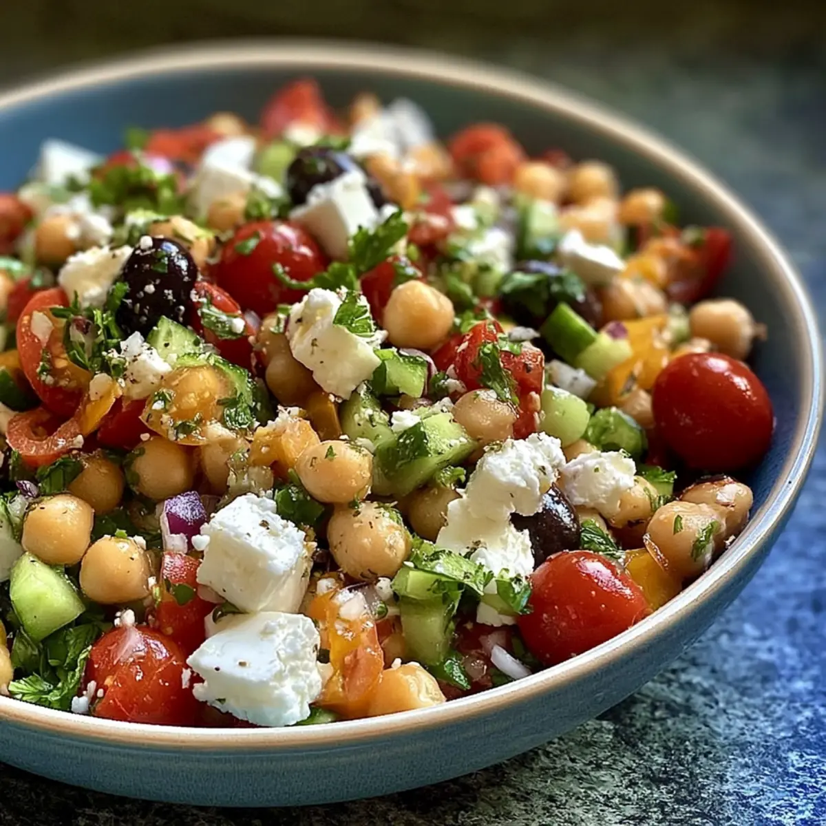 Mediterraner Kichererbsen Feta Salat