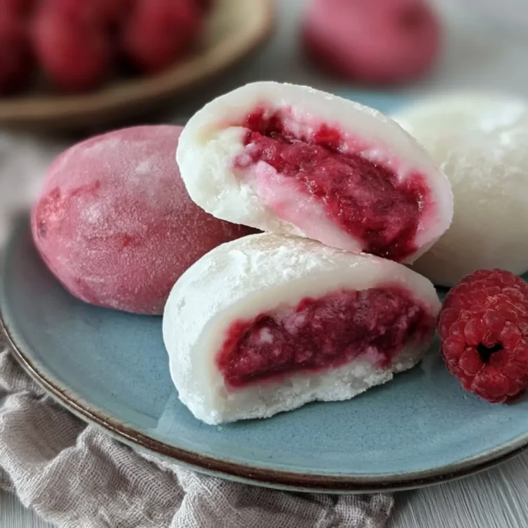 Mochi mit Himbeer Frischkäse Füllung