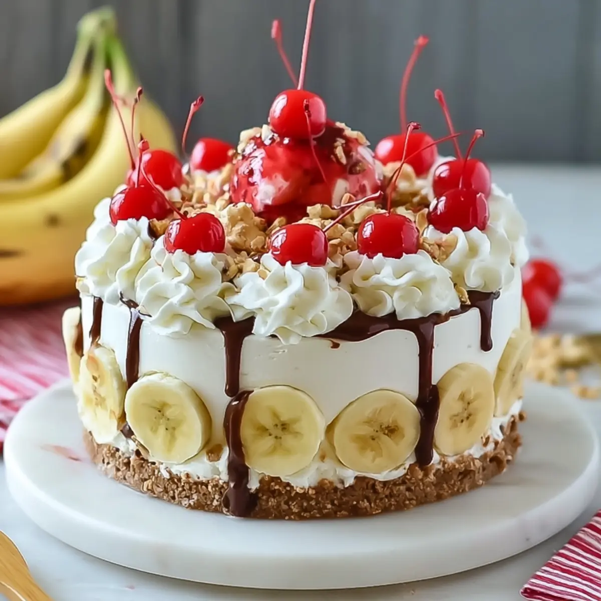 No Bake Banana Split Cheesecake